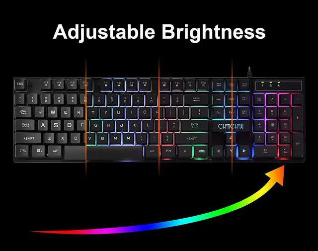 Alt view image 2 of 7 - Gaming LED Wired Keyboard and Mouse Combo with Emitting Character 3200DPI USB Mouse Multimedia Keys Rainbow Backlight Mechanical Feeling for PC Resberry Pi Mac TOB Box with Mousepad