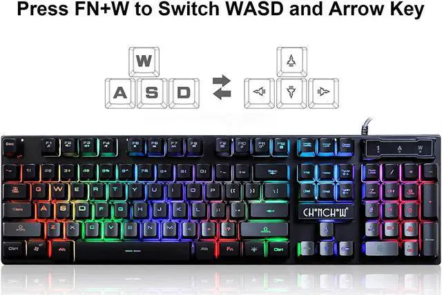 Alt view image 5 of 7 - Gaming LED Wired Keyboard and Mouse Combo with Emitting Character 3200DPI USB Mouse Multimedia Keys Rainbow Backlight Mechanical Feeling for PC Resberry Pi Mac TOB Box with Mousepad