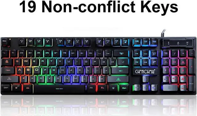 Alt view image 6 of 7 - Gaming LED Wired Keyboard and Mouse Combo with Emitting Character 3200DPI USB Mouse Multimedia Keys Rainbow Backlight Mechanical Feeling for PC Resberry Pi Mac TOB Box with Mousepad