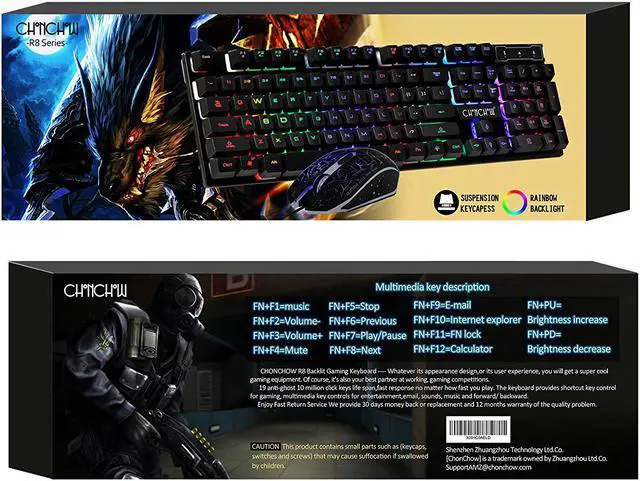 Alt view image 7 of 7 - Gaming LED Wired Keyboard and Mouse Combo with Emitting Character 3200DPI USB Mouse Multimedia Keys Rainbow Backlight Mechanical Feeling for PC Resberry Pi Mac TOB Box with Mousepad