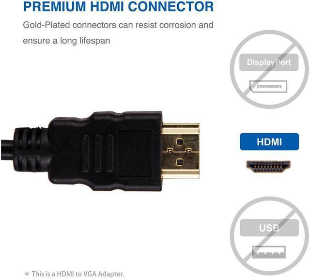 Alt view image 4 of 6 - HDMI to VGA, CORN Gold-Plated HDMI to VGA Adapter (Male to Female) for Computer, Desktop, Laptop, PC, Monitor, Projector, HDTV, Chromebook, Raspberry Pi, Roku, Xbox and More - Black
