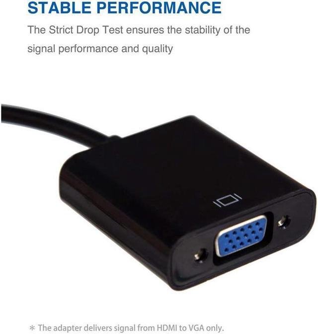 Alt view image 3 of 6 - HDMI to VGA, CORN Gold-Plated HDMI to VGA Adapter (Male to Female) for Computer, Desktop, Laptop, PC, Monitor, Projector, HDTV, Chromebook, Raspberry Pi, Roku, Xbox and More - Black