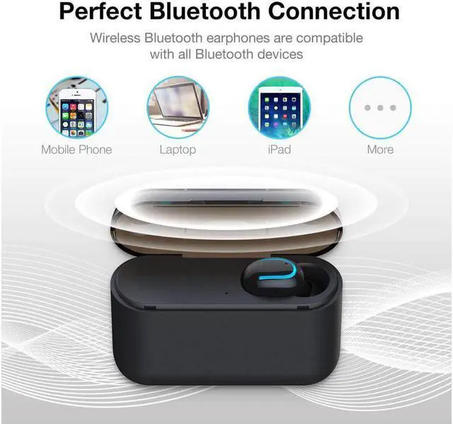 Alt view image 5 of 7 - Bluetooth 5.0 Headphone, Wireless Earbud, True Wireless Earphone Deep Bass 3D Stereo Sound Headphone Noise Cancelling Headset with Portable Charging Case ,Mini & Comfortable Design (Dual Earbud)
