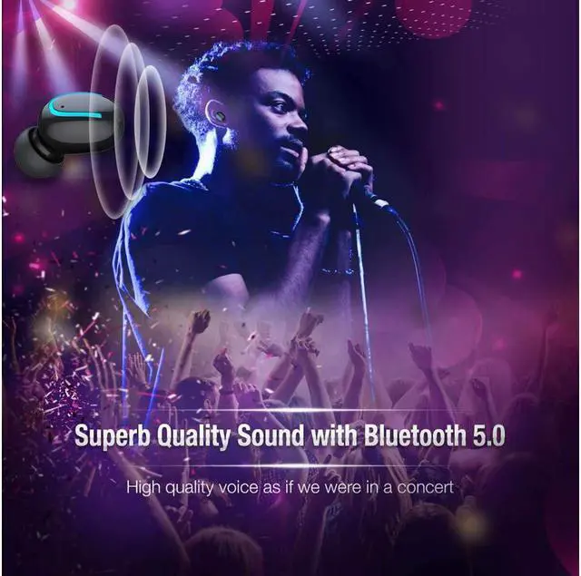 Alt view image 6 of 7 - Bluetooth 5.0 Headphone, Wireless Earbud, True Wireless Earphone Deep Bass 3D Stereo Sound Headphone Noise Cancelling Headset with Portable Charging Case ,Mini & Comfortable Design (Dual Earbud)