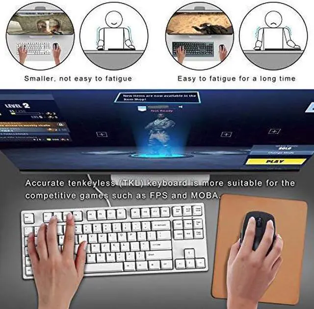 Alt view image 5 of 5 - GANSS  GS87C Mechanical Keyboard with Cherry MX Red Switch for iOS, Android, Windows and Mac, PBT Keycaps-White