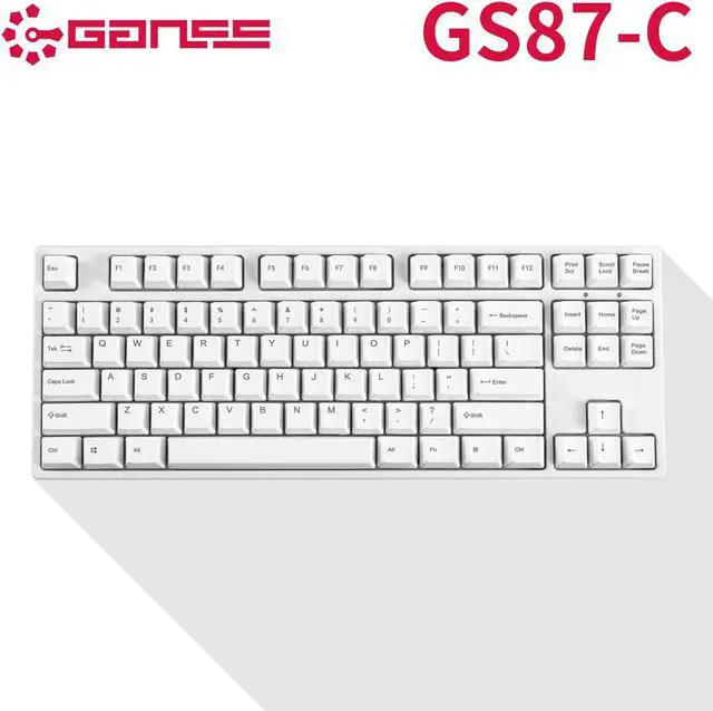 Main image of GANSS  GS87C Mechanical Keyboard with Cherry MX Red Switch for iOS, Android, Windows and Mac, PBT Keycaps-White