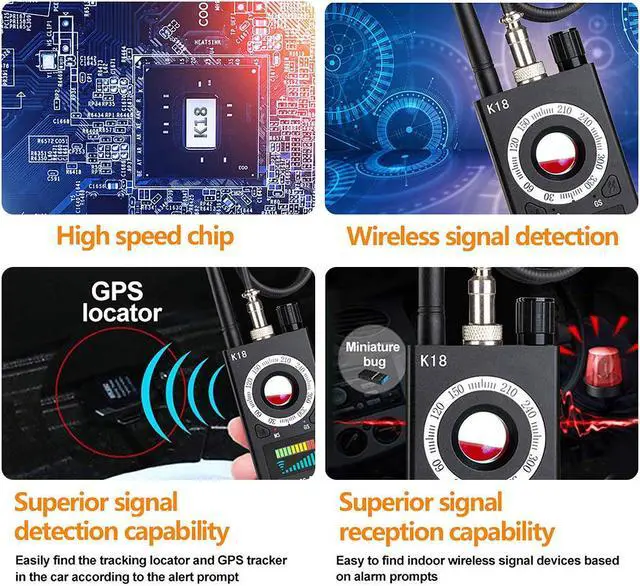 Alt view image 5 of 7 - CORN K18 Anti Spy Detector, RF Detector & Camera Finder, Bug Detector, Upgraded RF Signal Detector,  GSM Tracking Device for Wireless Audio Bug Hidden Camera Detector