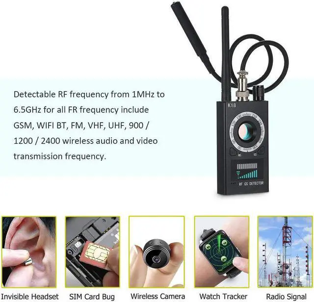 Alt view image 6 of 7 - CORN K18 Anti Spy Detector, RF Detector & Camera Finder, Bug Detector, Upgraded RF Signal Detector,  GSM Tracking Device for Wireless Audio Bug Hidden Camera Detector