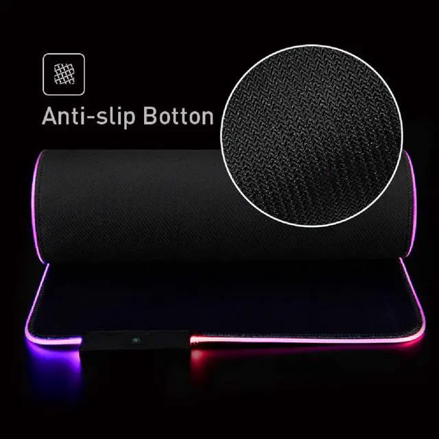 Alt view image 4 of 6 - Havit RGB Gaming Mouse Pad Large (31.5X11.81X0.15inch) Big LED Mousepad for Computers Thick Keyboard Extended Mouse Mat Non-Slip Rubber Base, Black