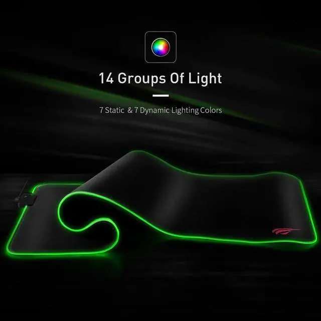Alt view image 2 of 6 - Havit RGB Gaming Mouse Pad Large (31.5X11.81X0.15inch) Big LED Mousepad for Computers Thick Keyboard Extended Mouse Mat Non-Slip Rubber Base, Black
