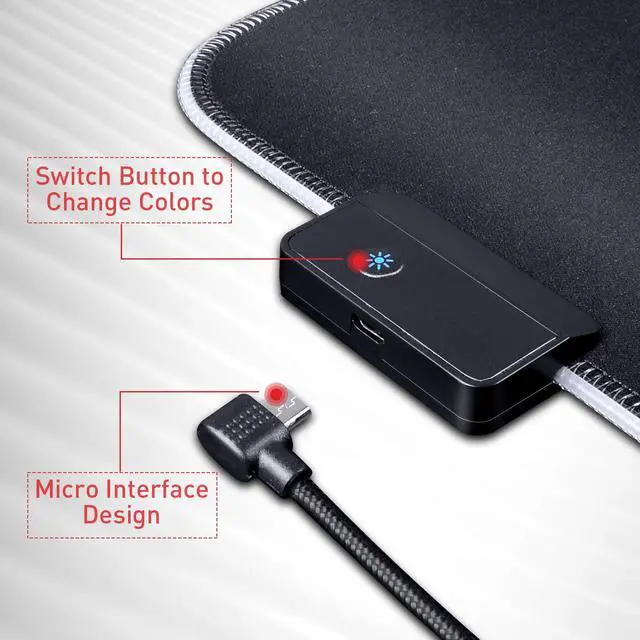 Alt view image 6 of 6 - Havit RGB Gaming Mouse Pad Large (31.5X11.81X0.15inch) Big LED Mousepad for Computers Thick Keyboard Extended Mouse Mat Non-Slip Rubber Base, Black