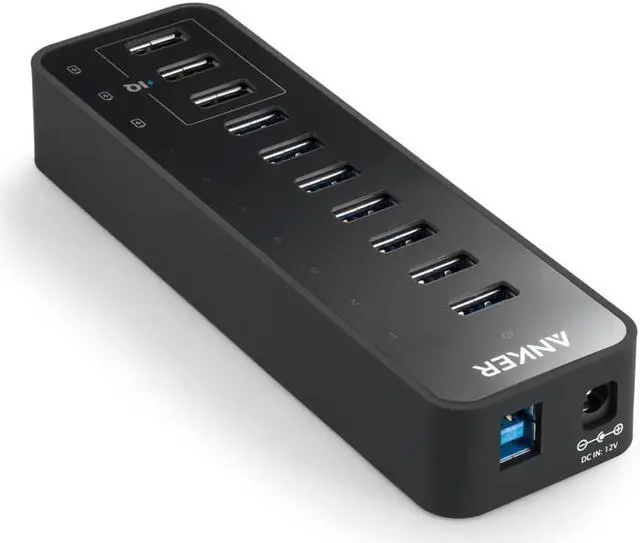 Alt view image 2 of 5 - 10 Port 60W Data Hub with 7 USB 3.0 Ports and 3 PowerIQ Charging Ports for Macbook, Mac Pro/mini, iMac, XPS, Surface Pro, iPhone 7, 6s Plus, iPad Air 2, Galaxy Series, Mobile HDD, and More