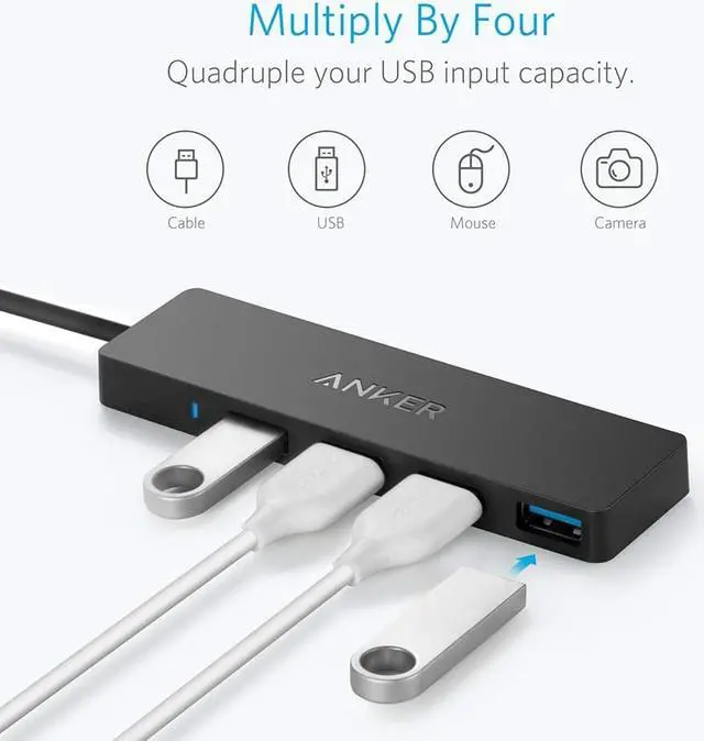 Alt view image 2 of 6 - 4-Port USB 3.0 Ultra Slim Data Hub for Macbook, Mac Pro/mini, iMac, Surface Pro, XPS, Notebook PC, USB Flash Drives, Mobile HDD, and More