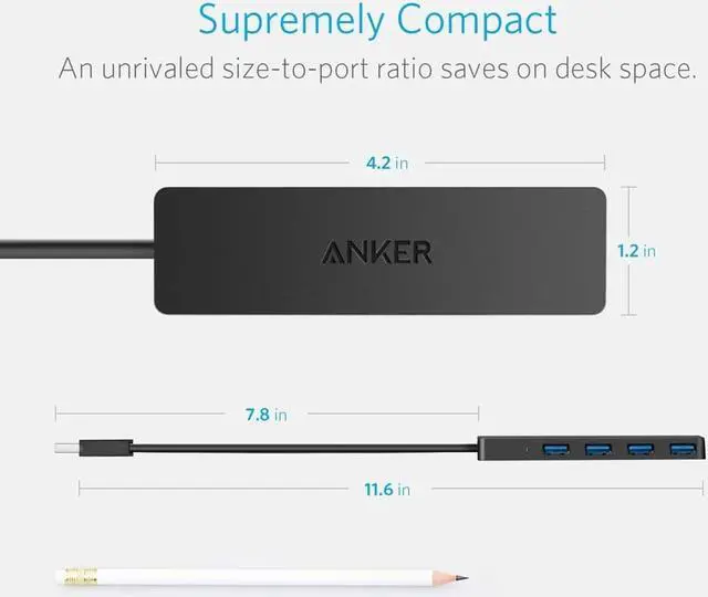 Alt view image 3 of 6 - 4-Port USB 3.0 Ultra Slim Data Hub for Macbook, Mac Pro/mini, iMac, Surface Pro, XPS, Notebook PC, USB Flash Drives, Mobile HDD, and More