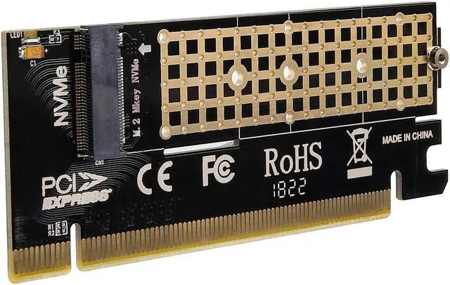 Alt view image 2 of 4 - CORN NVME Adapter with Heat Sink fo M.2 NVME (M-Key) SSD to PCIE 3.0 X16 Expansion Card,Compatible for Windows 7/8 / 10