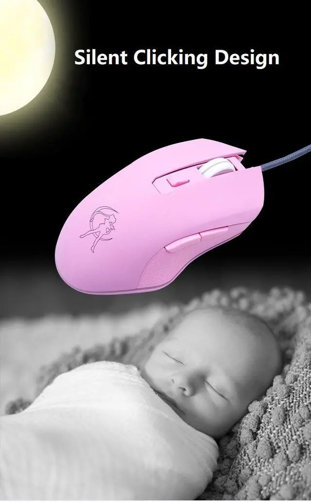 Alt view image 5 of 7 - CORN Cool Exterior USB Wired 3200DPI Gaming Mouse With 7-color Backlit  For Office And Game, Silent Clicking - Pink (Sailor Moon Logo)