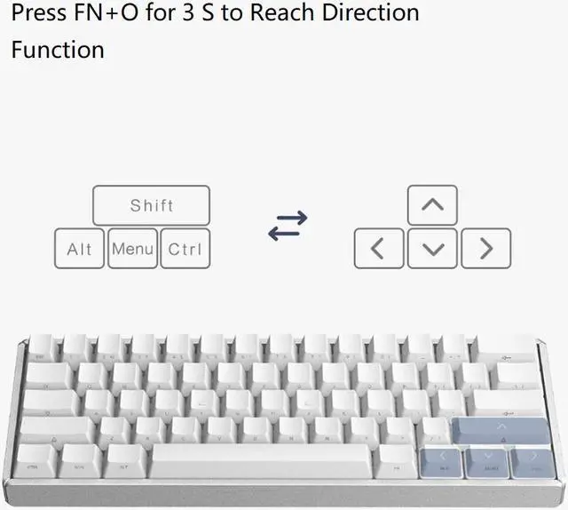 Alt view image 5 of 6 - IQUNIX F60S N-key Rollover Ergonomic Design,Cool Exterior Wired and Bluetooth Dual Mode  Cherry MX Brown 60% Keyboard, PBT Keycaps, RGB Backlit - Silver
