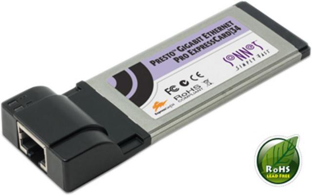 Main image of Sonnet Presto Gigabit Ethernet Pro ExpressCard 34 GE1000LAB-E34 Mac Windows New 34mm