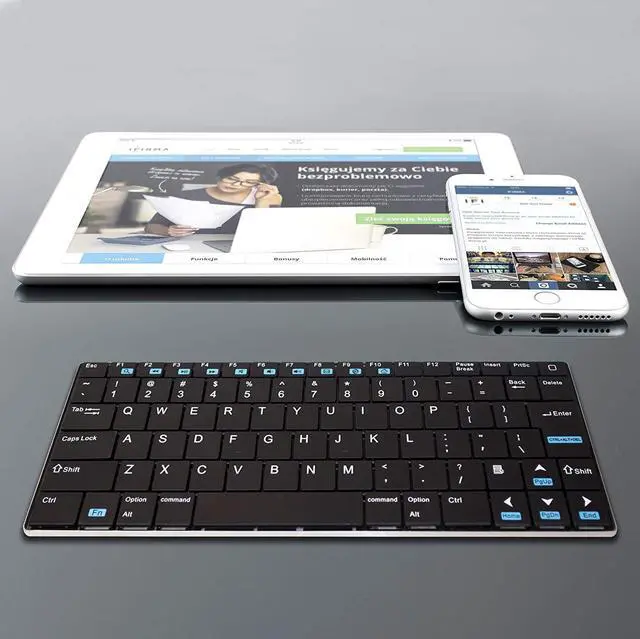 Alt view image 4 of 7 - Rii K12+ Mini Wireless Keyboard with Large Touchpad Mouse&Qwerty Keypad, Stainless Steel Portable Wireless Keyboard with USB Receiver for MacBook/iPad/Tablet/PC/Laptop/Smart TV/Raspberry Pi - Black