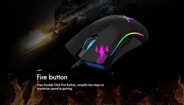 Alt view image 5 of 7 - Delux M625 PMW3325 Sensor Gaming Mouse 10000DPI 6500FPS 7 Buttons RGB Back light Optical Wired Mice with Fire Key For FPS Gamer