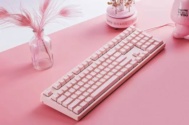 Alt view image 5 of 7 - iKBC C200  87 Keys TKL Mechanical Keyboard with Cherry MX Brown Switch, Pink PBT Double Shot Keycap, N-Key Rollover and 6 Anti-ghosting Keys( No Light Version)