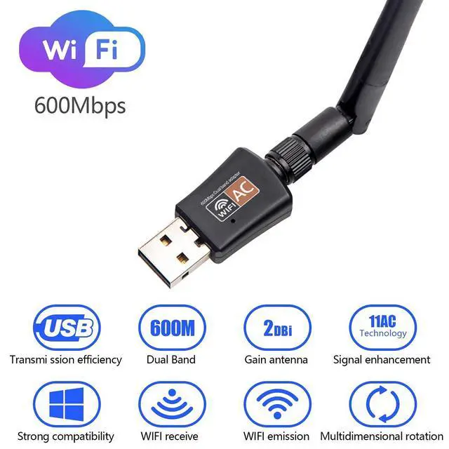 Alt view image 3 of 14 - 600Mbps USB Wifi Adapter for PC,CORN Mini 802.11ac Dual Band 2.4G/5G High Gain 2dBi Antenna Wireless Network Adapter Wi-Fi Dongle Adapter Support Windows XP,Win Vista,Win 7,Win 8.1, Win 10,Mac OS X 10