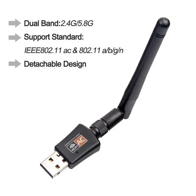Alt view image 2 of 14 - 600Mbps USB Wifi Adapter for PC,CORN Mini 802.11ac Dual Band 2.4G/5G High Gain 2dBi Antenna Wireless Network Adapter Wi-Fi Dongle Adapter Support Windows XP,Win Vista,Win 7,Win 8.1, Win 10,Mac OS X 10