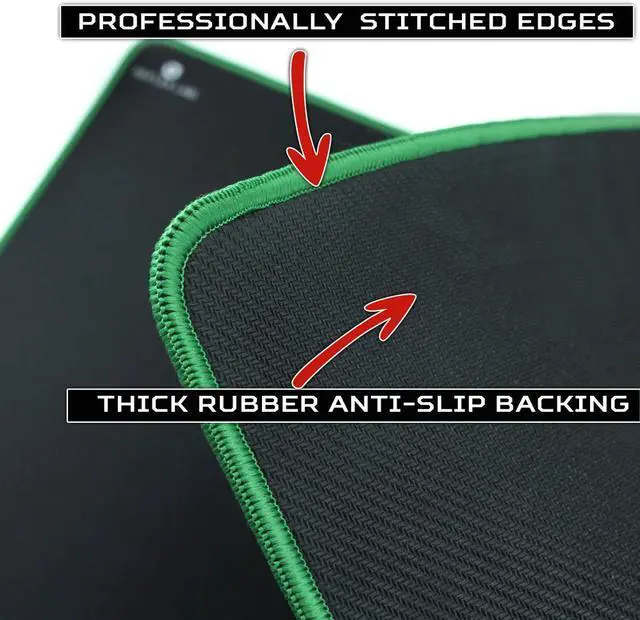 Alt view image 4 of 5 - Reflex Lab Large Extended Gaming Mouse Pad Mat XXL, Stitched Edges, Waterproof, Ultra Thick 5mm, Wide & Long Mousepad 36”x12”x.20" Green
