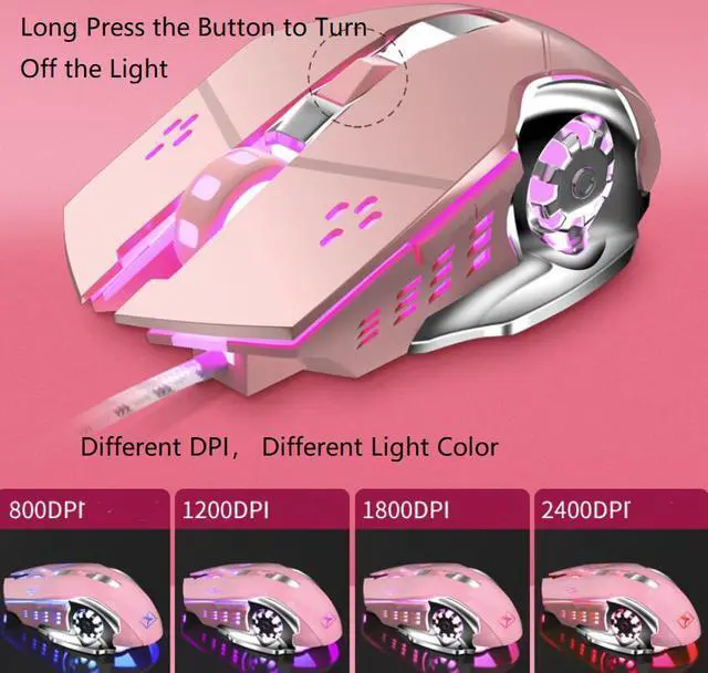 Alt view image 4 of 7 - Technology X10 N-key Rollover  Pink Ergonomic Design,White Backlit  Wired Blue Mechanical Gaming Keyboard And 2400DPI Programmable Mouse Combo For Office And Game- Electroplating Square KeycapsVersion