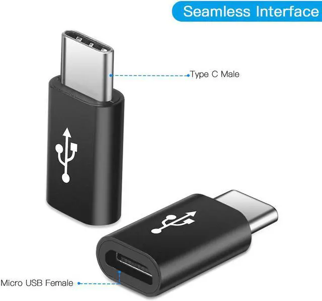 Alt view image 2 of 6 - CORN Micro-USB to USB-C Adapter - [2-Pack] Fast Charge and Convert Data via OTG Micro Female to Type-C Male for MacBook Pro, Samsung Galaxy S9 S8 Note 8, LG V30, 2XL & More USB-C Devices