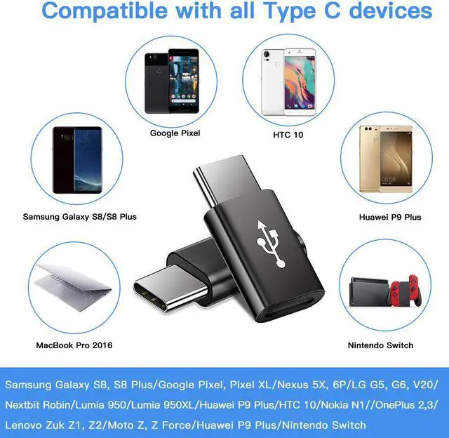 Alt view image 6 of 6 - CORN Micro-USB to USB-C Adapter - [2-Pack] Fast Charge and Convert Data via OTG Micro Female to Type-C Male for MacBook Pro, Samsung Galaxy S9 S8 Note 8, LG V30, 2XL & More USB-C Devices
