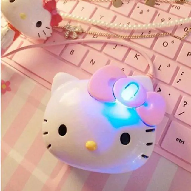 Alt view image 3 of 7 - CORN Cute Exterior Cartoon Theme USB Wired Mouse  - Hello Kitty Pattern
