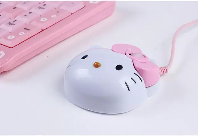 Alt view image 4 of 7 - CORN Cute Exterior Cartoon Theme USB Wired Mouse  - Hello Kitty Pattern
