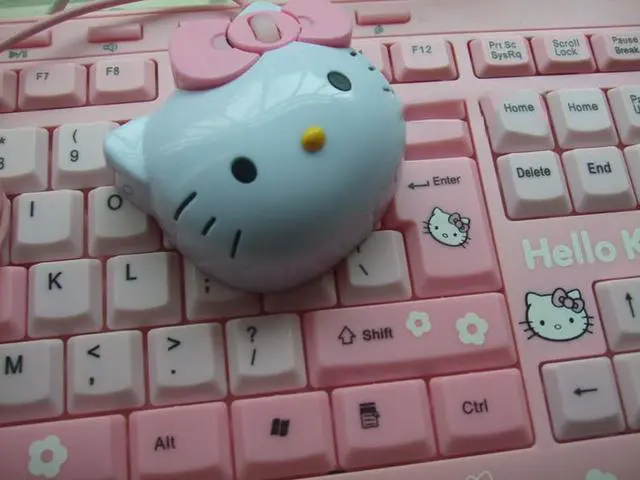 Alt view image 6 of 7 - CORN Cute Exterior Cartoon Theme USB Wired Mouse  - Hello Kitty Pattern