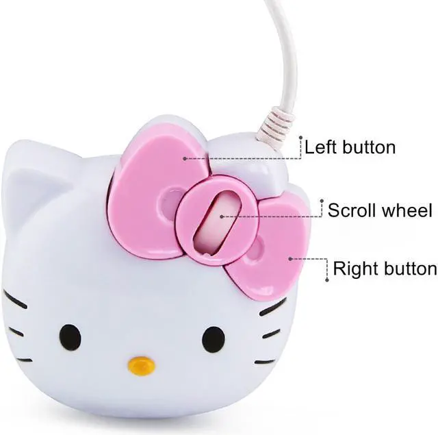 Alt view image 7 of 7 - CORN Cute Exterior Cartoon Theme USB Wired Mouse  - Hello Kitty Pattern