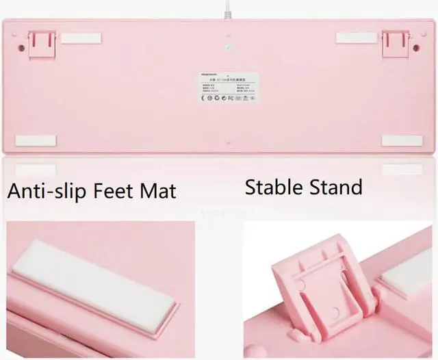 Alt view image 4 of 7 - CORN Readson FY108   NKRO  Ergonomic Design,Cool Exterior USB Wired  108Keys Pink Mechanical Keyboard, White Backlit - Pink Panel (Red Switch)