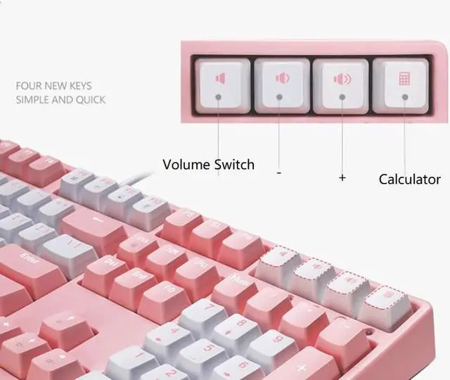 Alt view image 5 of 7 - CORN Readson FY108   NKRO  Ergonomic Design,Cool Exterior USB Wired  108Keys Pink Mechanical Keyboard, White Backlit - Pink Panel (Red Switch)