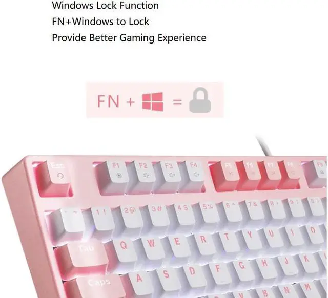 Alt view image 7 of 7 - CORN Readson FY108   NKRO  Ergonomic Design,Cool Exterior USB Wired  108Keys Pink Mechanical Keyboard, White Backlit - Pink Panel (Red Switch)