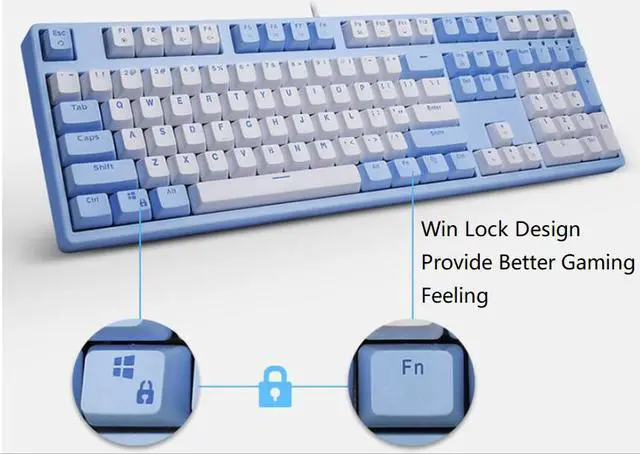 Alt view image 3 of 7 - CORN Readson FH108   NKRO  Ergonomic Design,Cool Exterior USB Wired  108Keys Blue Mechanical Keyboard, White Backlit - Blue Panel (Brown Switch)