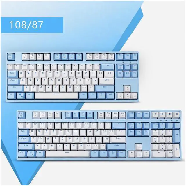 Alt view image 5 of 7 - CORN Readson FH108   NKRO  Ergonomic Design,Cool Exterior USB Wired  108Keys Blue Mechanical Keyboard, White Backlit - Blue Panel (Brown Switch)