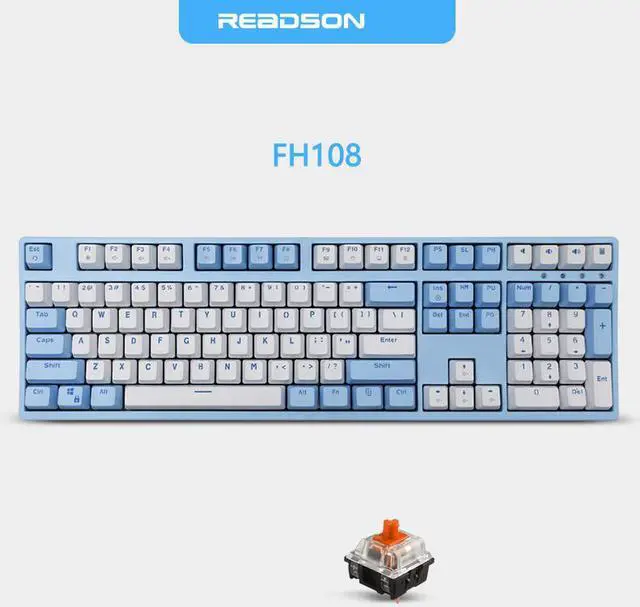 Main image of CORN Readson FH108   NKRO  Ergonomic Design,Cool Exterior USB Wired  108Keys Blue Mechanical Keyboard, White Backlit - Blue Panel (Brown Switch)