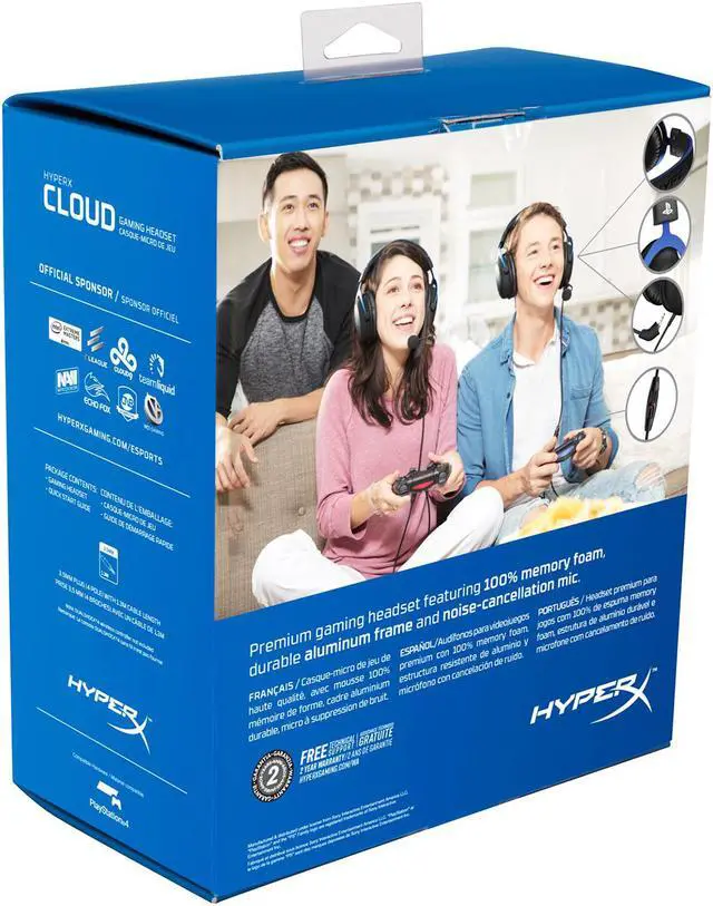 Alt view image 4 of 7 - HyperX Cloud - Official Playstation Licensed Gaming Headset for PS4 with in-Line Audio Control, Detachable Noise Cancelling Microphone, Comfortable Memory Foam - Black