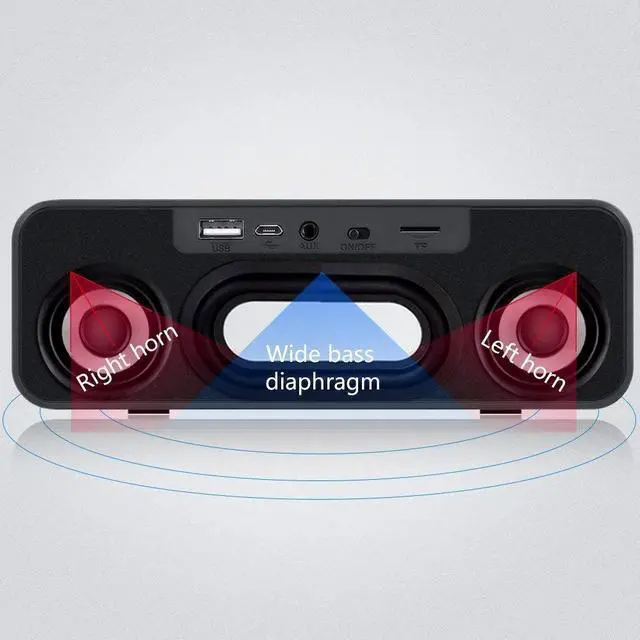Alt view image 3 of 7 - MANCASSY N7 Wireless Bluetooth Speaker, Outdoor Portable Stereo Speaker with HD Audio and Enhanced Bass, Built-In Dual Driver Speakerphone, FM Radio and TF Card Slot (Red)