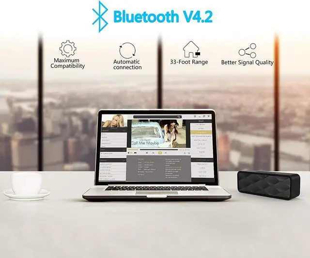 Alt view image 4 of 7 - MANCASSY N7 Wireless Bluetooth Speaker, Outdoor Portable Stereo Speaker with HD Audio and Enhanced Bass, Built-In Dual Driver Speakerphone, FM Radio and TF Card Slot (Red)