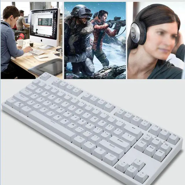 Alt view image 3 of 4 - CORN Readson F87   NKRO  Ergonomic Design,Cool Exterior USB Wired  TKL Classic White Mechanical Keyboard, White Backlit - (Red Switch)