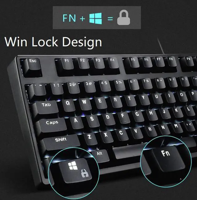 Alt view image 4 of 4 - CORN Readson F87   NKRO  Ergonomic Design,Cool Exterior USB Wired  TKL Classic White Mechanical Keyboard, White Backlit - (Red Switch)