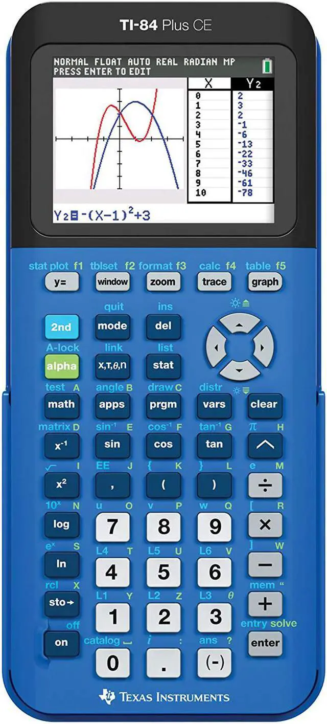 Alt view image 2 of 2 - Texas Instruments 84PLCE/TBL/1L1/X TI-84 Plus CE Graphing Calculator, Bionic Blue