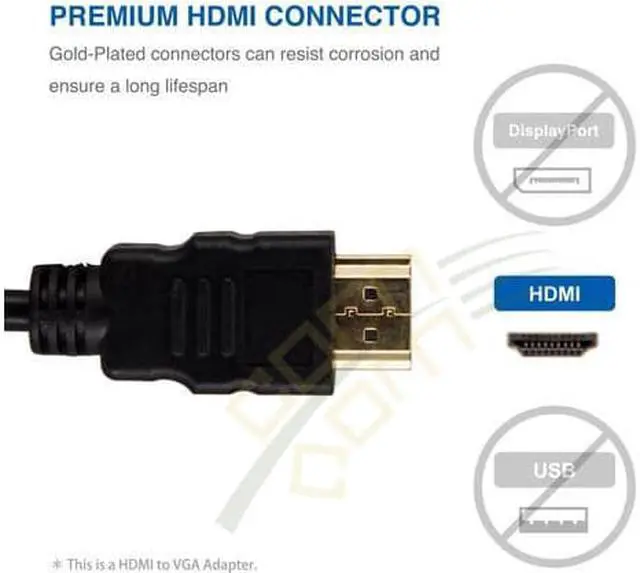 Alt view image 2 of 10 - HDMI to VGA, CORN Gold-Plated HDMI to VGA Adapter (Male to Female) for Computer, Desktop, Laptop, PC, Monitor, Projector, HDTV, Chromebook, Raspberry Pi, Roku, Xbox and More - Black
