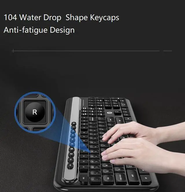 Alt view image 5 of 5 - HP CS500  Ergonomic Design,Cool Exterior Ultra-thin 2.4Ghz Wireless Waterproof and Silent Keyboard And 2000DPI Mouse Combo For Office And Game - Black