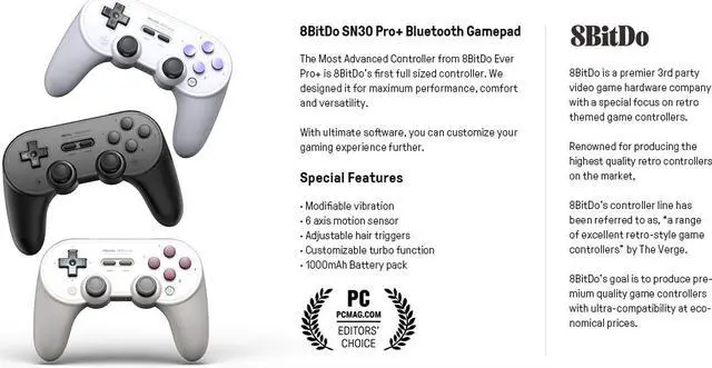 Alt view image 7 of 7 - 8Bitdo Sn30 Pro+ Bluetooth Gamepad - Nintendo Switch